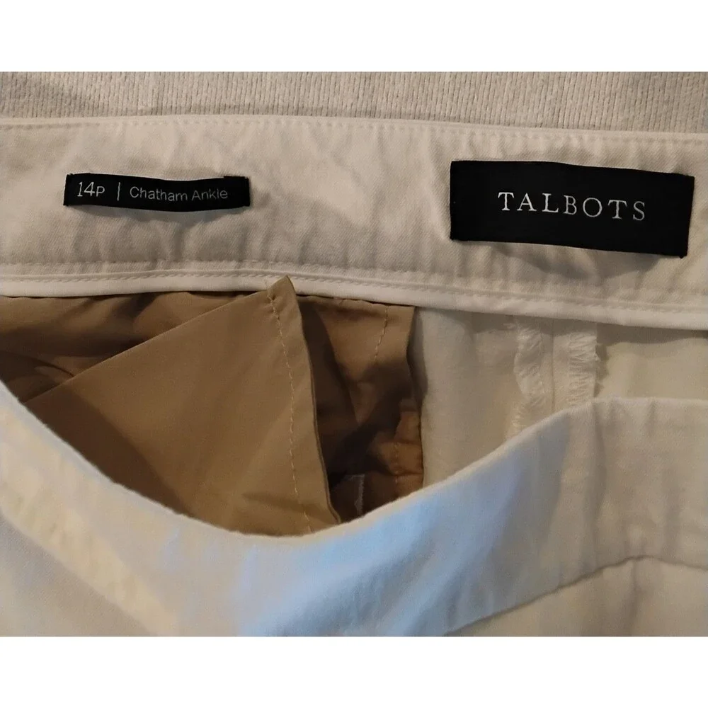 Talbots Women's Chatam Ankle Pants  With  Side Zipper Flat Front Size 14 Petite